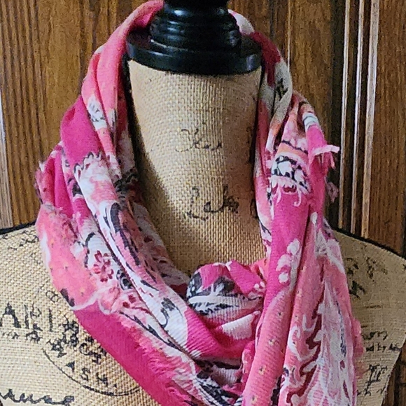 CHICOS Pink combo paisley square scarf. New with tags - Picture 4 of 14